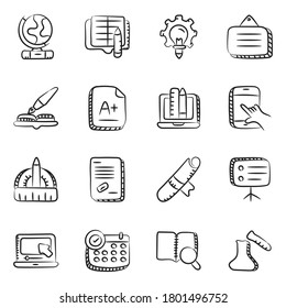 Paquete de Iconos de Doodle de Educación y Aprendizaje 