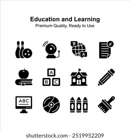 Pack of education and learning icons in modern design style