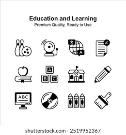 Pack of education and learning icons in modern design style