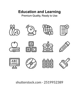 Pack of education and learning icons in modern design style