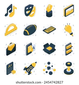 Pack of Education and Learning Isometric Icons


