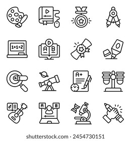Pack De Accesorios De Educación Icono Lineal

