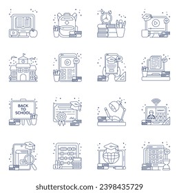 Pack of Education Linear Icons 

