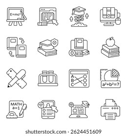 Pack of Education and Reading Line Icon