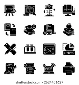 Pack of Education and Reading solid Icon