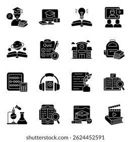 Pack of Education solid Icon