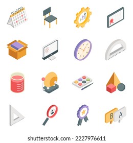 Pack of Education and Study Isometric Icons

