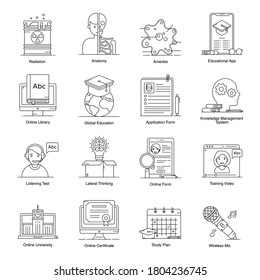 Pack of Education and Study Line Icons 
