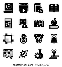 Pack of Education and Study Solid Icons 