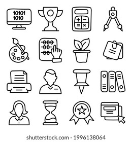 Paquete de Iconos Lineales de Tecnología Educativa