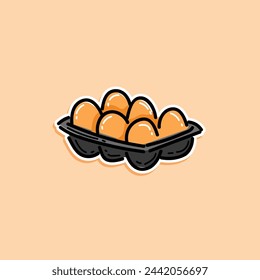 pack of an eggs, Raw, vector isolated in cream background illustration design.