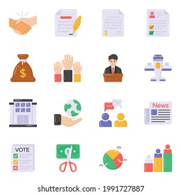 Pack of Election and Documents Flat Icons 