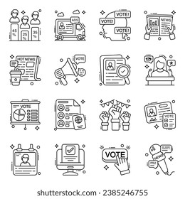 Paquete de iconos planos electorales 

