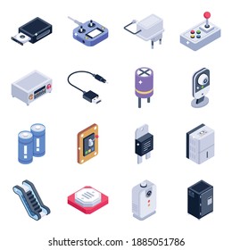 
Paquete de dispositivos eléctricos Isometric Icons 