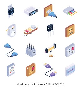 
Paquete de Iconos Isometricos de Electricidad 