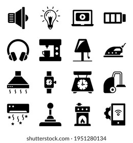 Pack of Electronic glyph Icons