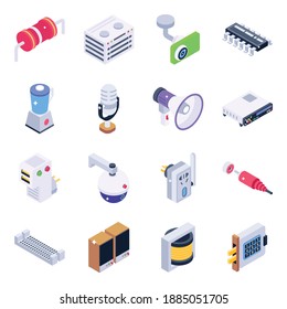 
Pack of Electronics and Devices Isometric Icons 