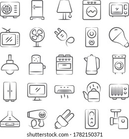 Pack of Electronics Doodle Icons 