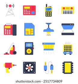 Pack of Electronics and Technology Flat Icon 

