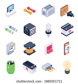 
Pack of Electronics Tools Isometric Icons 