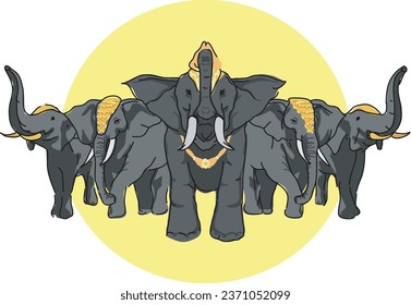 Pack of elephant in religion festival