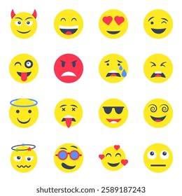 Pack of Emoji Flat Icons 

