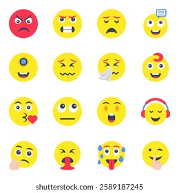 Pack of Emotag Flat Icons 

