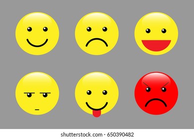 Pack of emoticons, emoji, icon on grey background