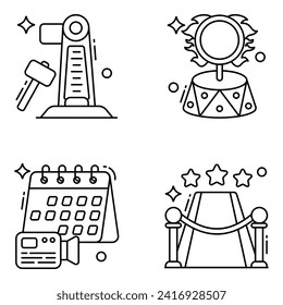 Pack of Entertainment and Activity Linear Icons

