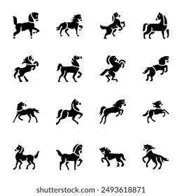 
Pack of Equus Caballus Solid Icons 