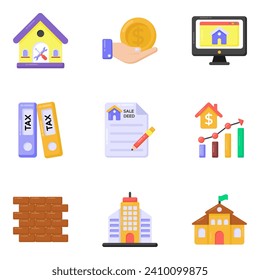 Pack of Estate and Finance Flat Icons 

