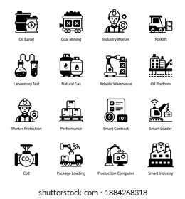 
Pack of Factory and Smart Industry Solid Icons