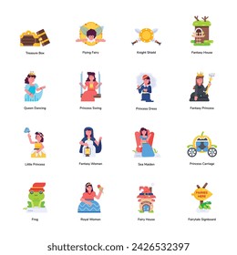 Pack of Fairytale Avatars Flat Icons 

