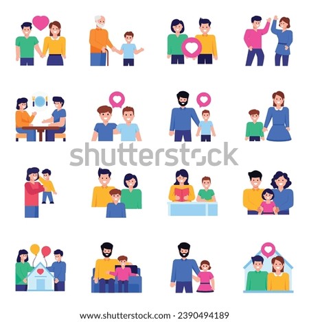Pack of Family Love Flat Characters 

