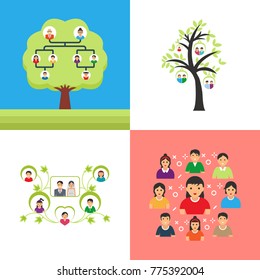 
A Pack of Family Tree Vector Illustration
