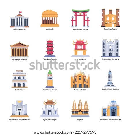 Pack of Famous Monuments Flat Vectors 

