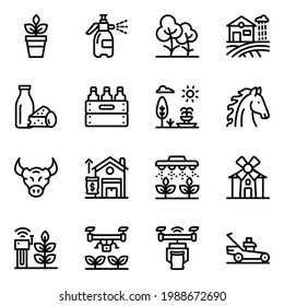 Pack of Farmhouse and Drone Agriculture Linear Icons 