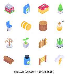 Pack of Farming Isometric Icons 