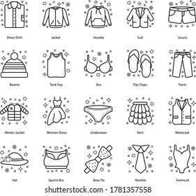 Pack of Fashion Accessories Line Icons 