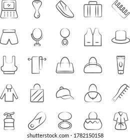 Pack of Fashion Accessories, Line Icons 