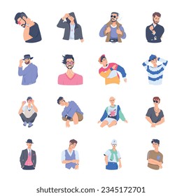 Pack of Fashionable Boys Flat Illustrations 

