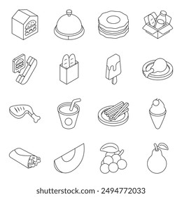 Pack of Fast Food and Dessert Linear Icon

