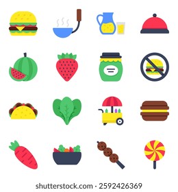 Pack of Fastfood Flat icon 

