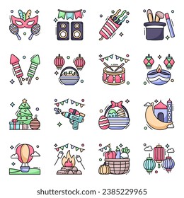 Pack of Festival Flat Icons

