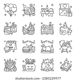 Pack of Festival and Party Flat Icons

