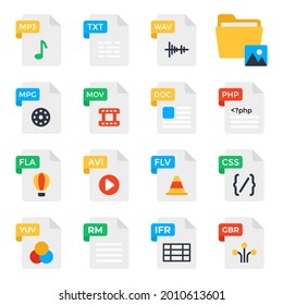 Pack of File Formats Flat Icons 