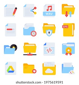 Pack of Files and Folders Flat icons