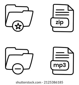 Paquete de archivos y carpetas Iconos lineales