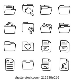 Pack of Files and Folders Linear Icons