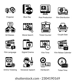 Paquete de Iconos Sólidos de Producción de Películas 

